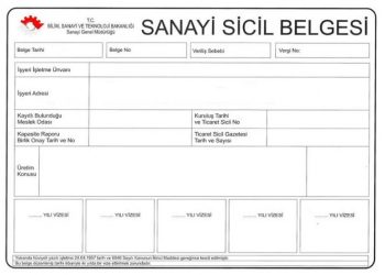 Sanayi Sicil Belgesi