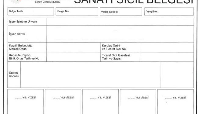 Sanayi Sicil Belgesi